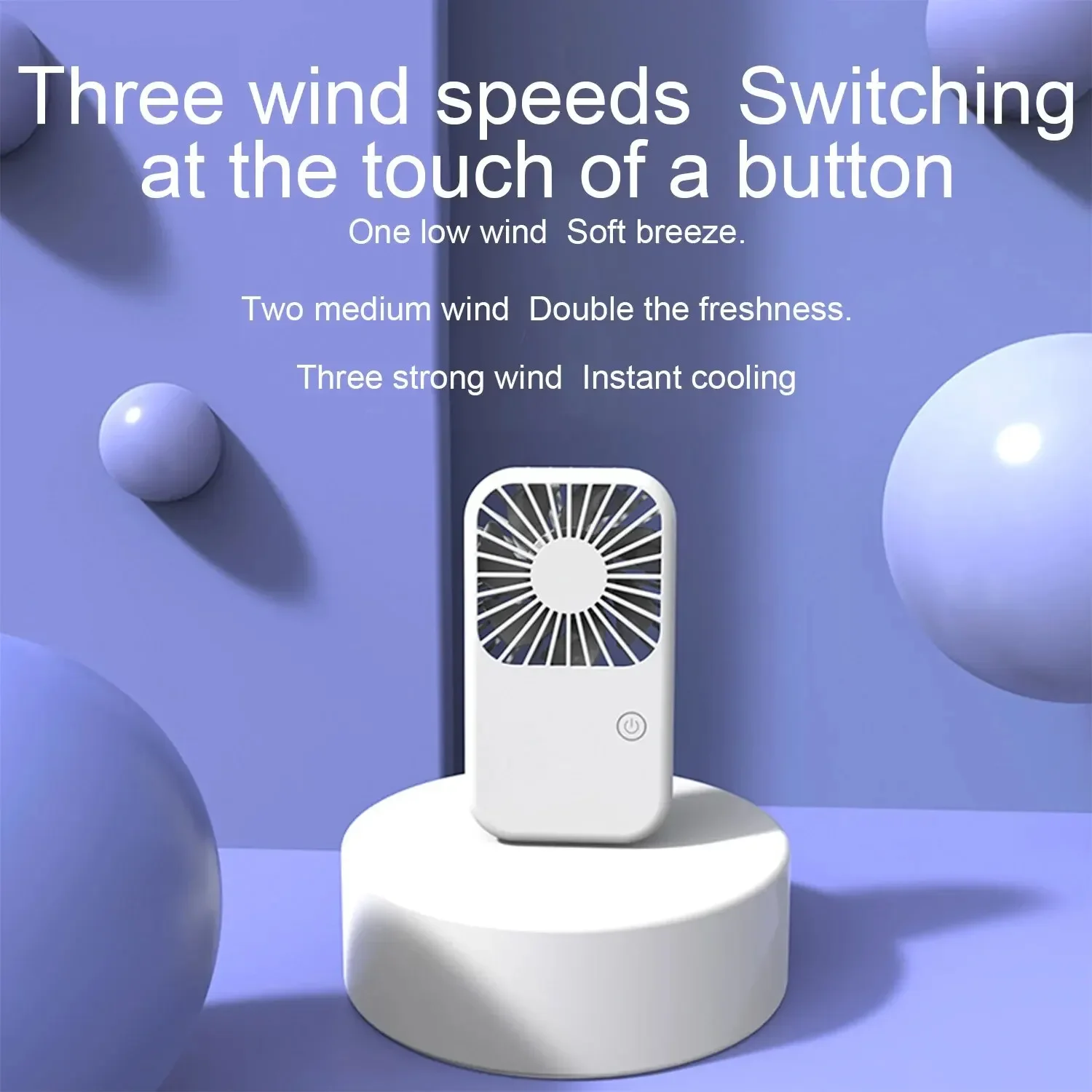 Compact Mini Fan Rechargeable Stand Small Pocket Fan with Three Wind Speeds Powerful Range Long-lasting USB Fan