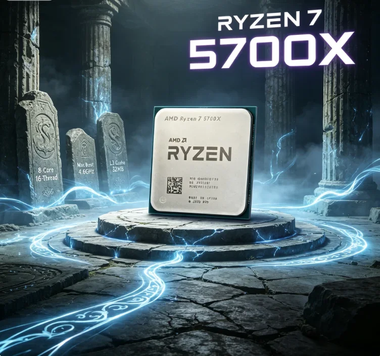 AMD R7 5700X Zen3 Architecture 7NM Tray CPU 8C16T 32MB L3 Cache 3.4GHz Base 4.6GHz Boost Socket AM4 DDR4 Without Cooling Fan