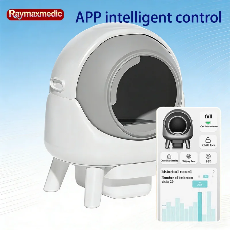 

Автоматический умный лоток для кошек Raymax с функцией самоочистки, управлением через приложение и поддержкой Wi-Fi 2.4G, большой полностью автоматический кошачий туалет