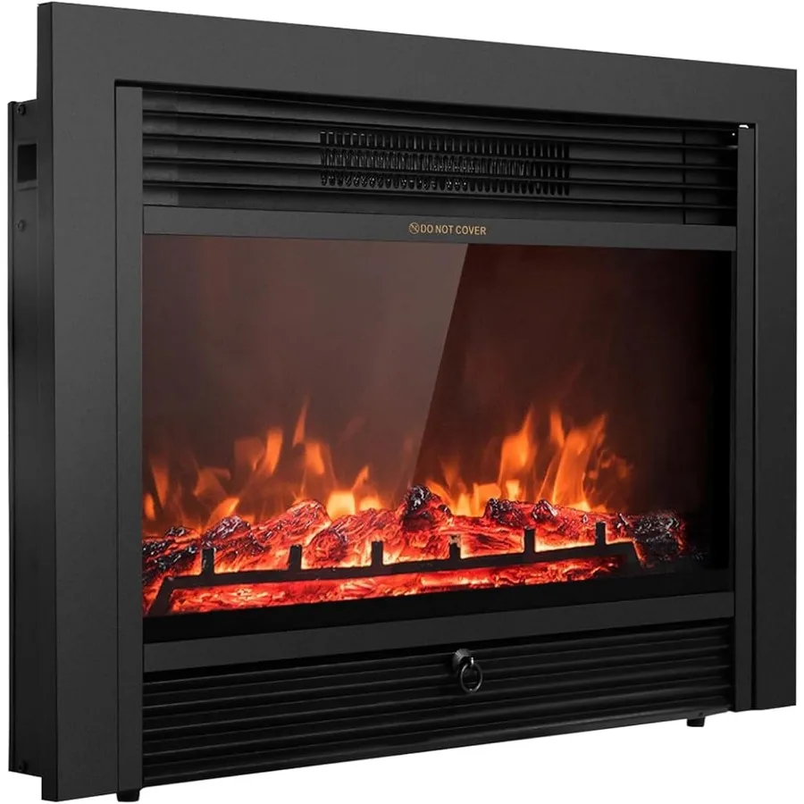 

28.5 Electric Fireplace Insert Wall Recessed or Mounted Freestanding Heating Solution with Remote Control 3 Adjustable Flame Co