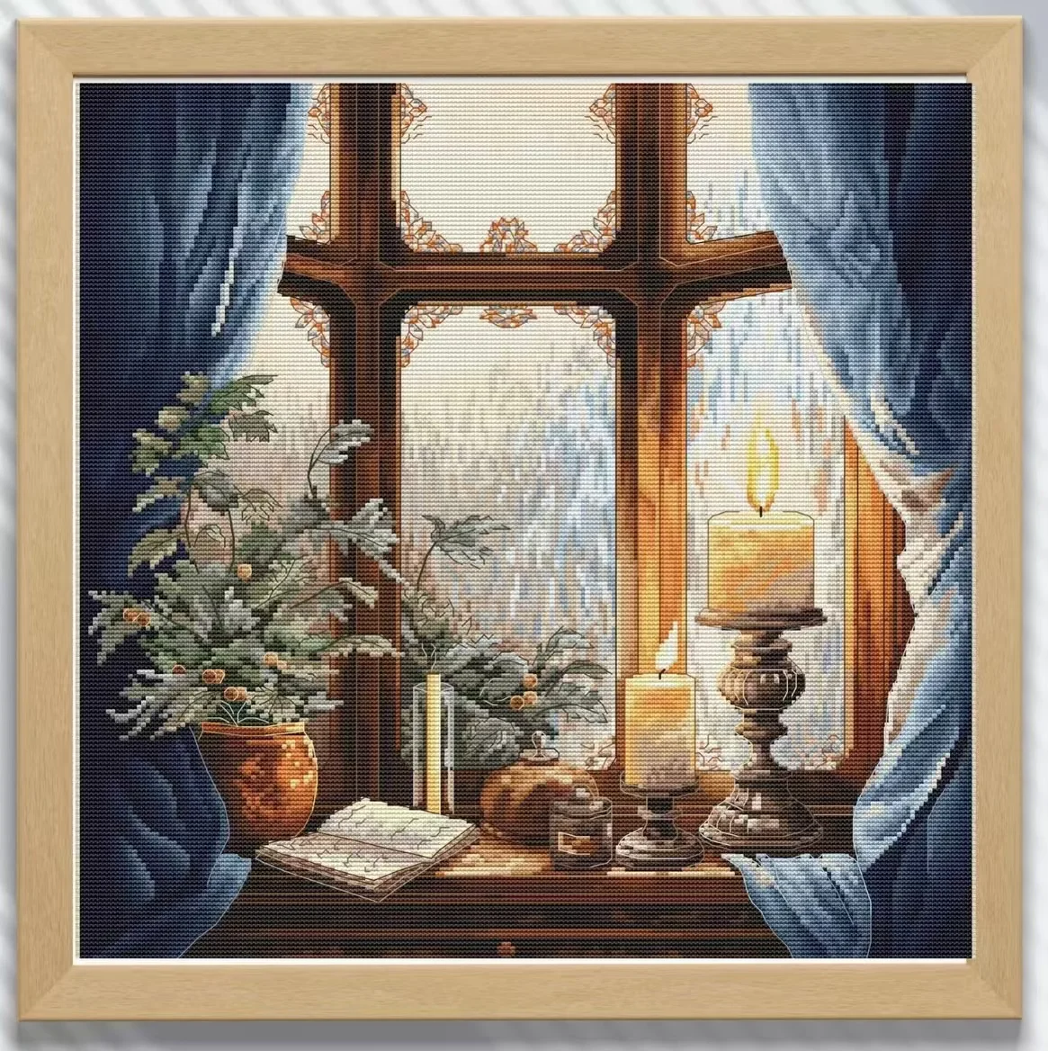 

Winter window Sewing kit 18CT 16CT 14CT Unprinted Cross Stitch Kits Embroidery Art DIY Handmade Needlework Home Decor