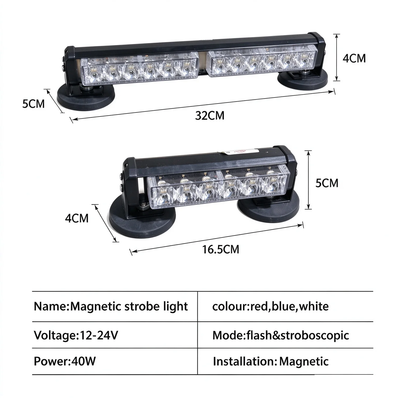 Car Red Blue LED Strobe Light Bar Magnetic Car Roof Emergency Warning Flash Light For Truck Pickup Constructionr 12/6LED