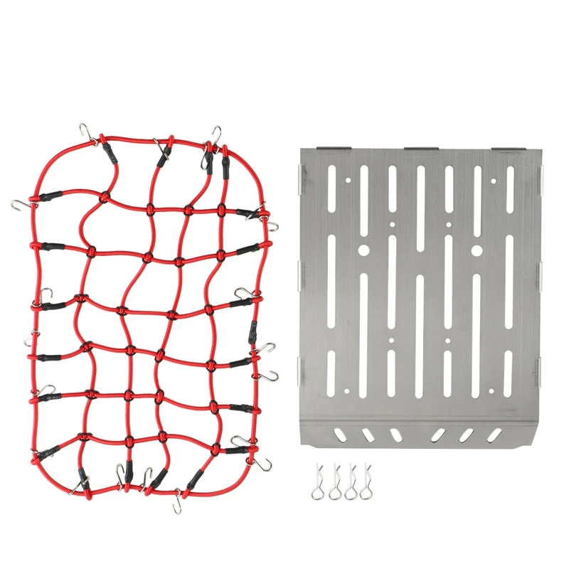 B-M  Crawler Stainless Steel TRX-6 Rear Trunk Plate & Elastic Luggage Net For Traxxas Mercedes-Benz TRX6 G63 AMG 6X6