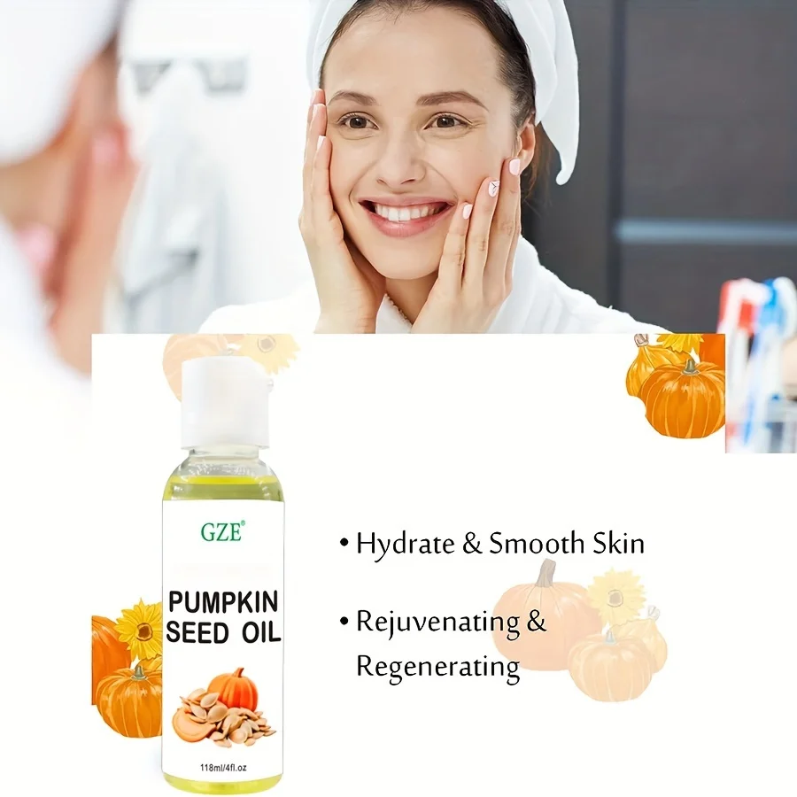 GZE Pumpkin Seed Carrier Oil Organic Pure Natural Cold Pressed Unrefined Oil for Skin, Hair, Body