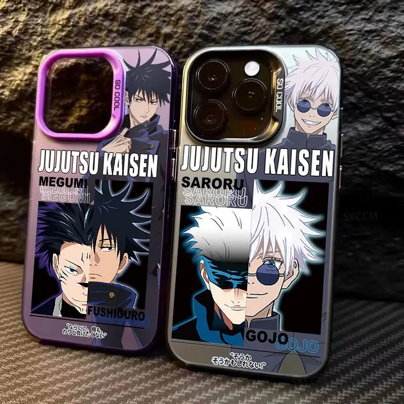 Anime Jujutsu Kaisen Phone Case For iPhone 15 14 13 12 11 Pro Max XS X XR SE 7 8 Plus SE 2020 Shockproof Plating  Pattern Cover