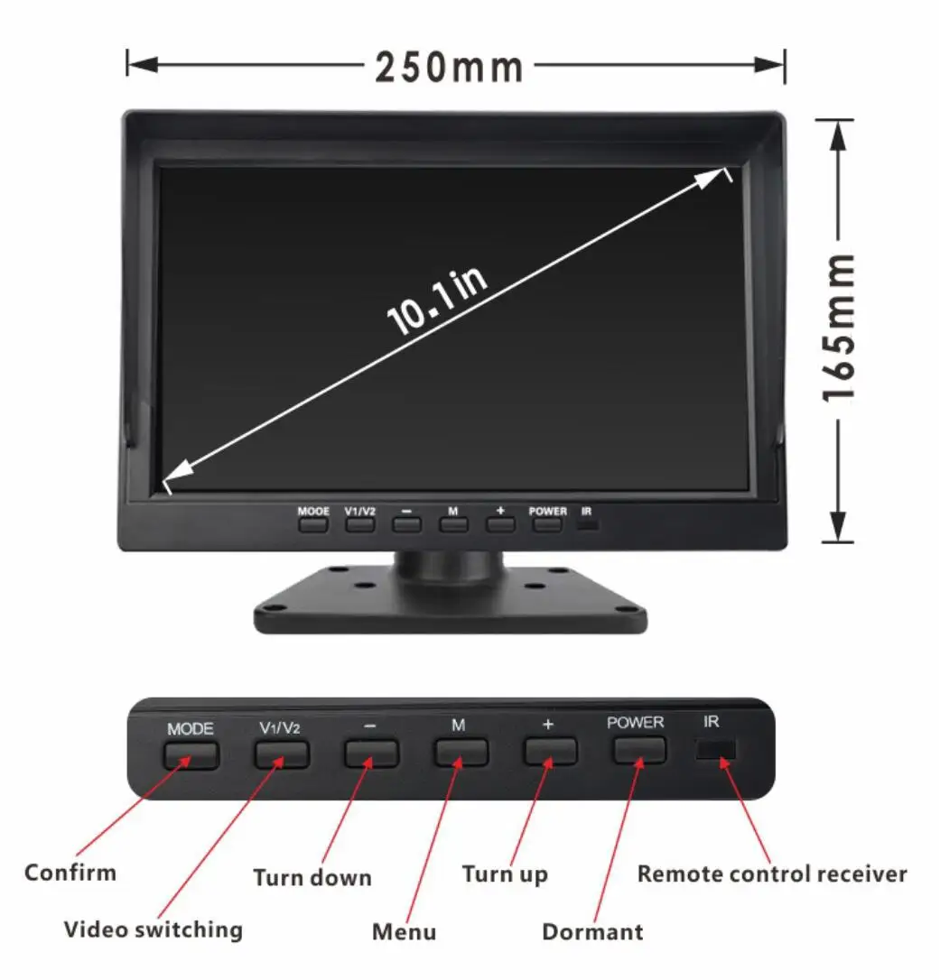 10.1 بوصة 1080P AHD كاميرا مقاومة للماء شاحنة حافلة مدرب حافلة حافلة مدرسية عكس مراقبة مسجل قيادة عكس الصورة