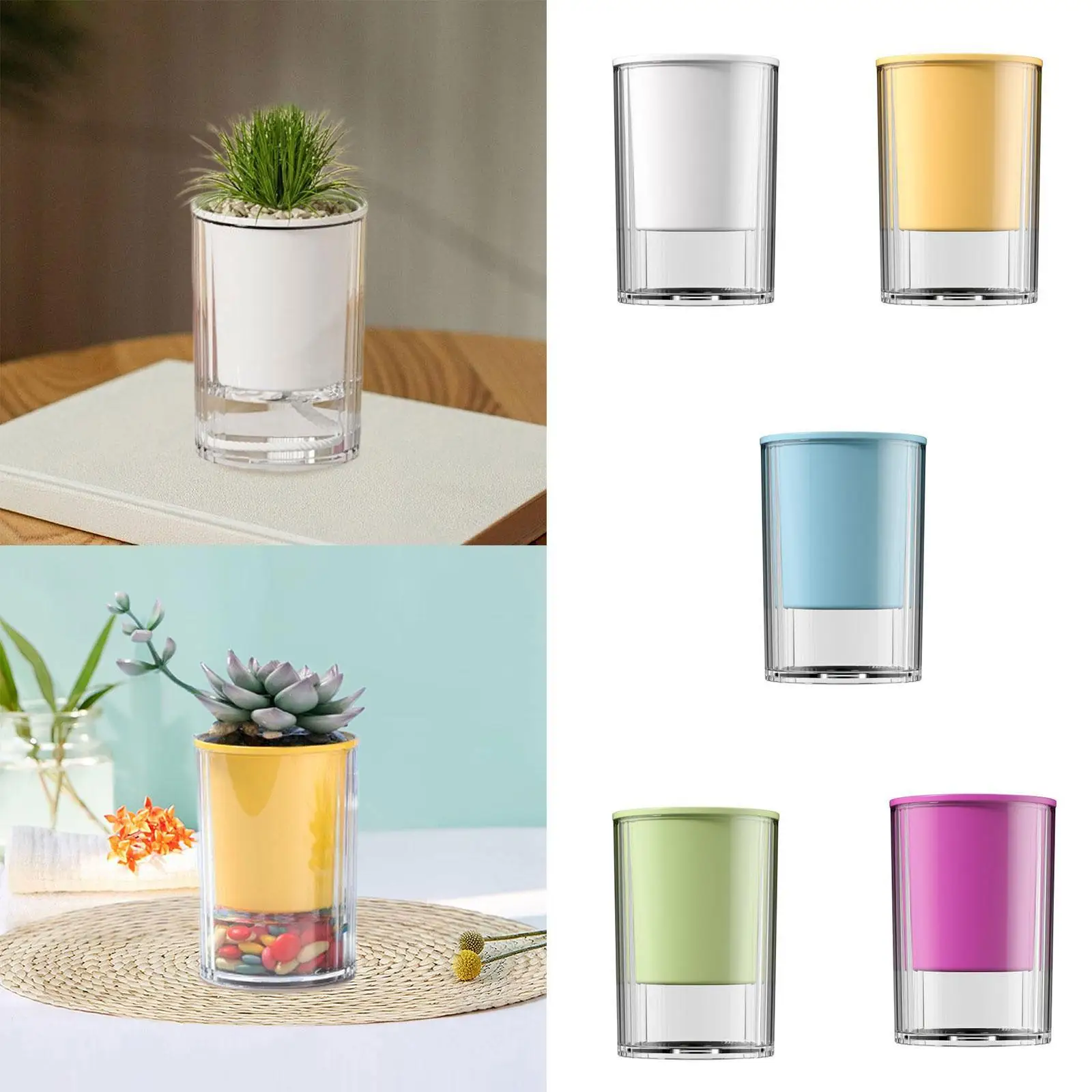 Self Watering Pot Fashion Centerpiece Table Decoration Lightweight Hydroponic Pot for Office Garden Patio Home Living Room
