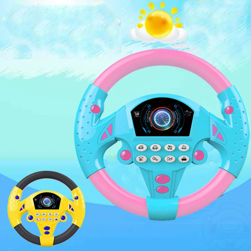 Kid Simulate Driving Car Copilot Steering Wheel Eletric Baby Toys with Sound Kids Musical Educational Stroller Driving Vocal Toy