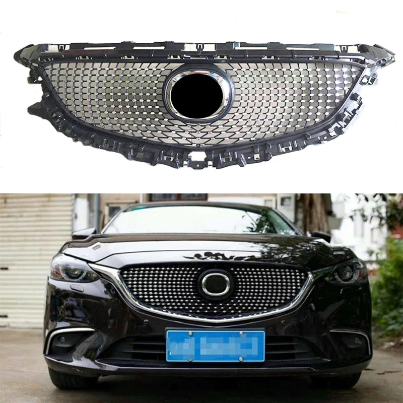 New！ Fit for Mazda 6 Atenza 2013-2016 Upper Grille Cover Protector Modified Parts Car Styling Front Bumper Mesh Grille