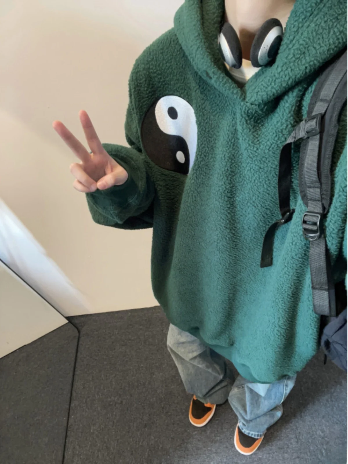 

Olive een Heavyweight Fce Hoodie Men's Tai Chi Embroidery Top Trendy High-End Feeling Chinese Sle Outerwear Jaet