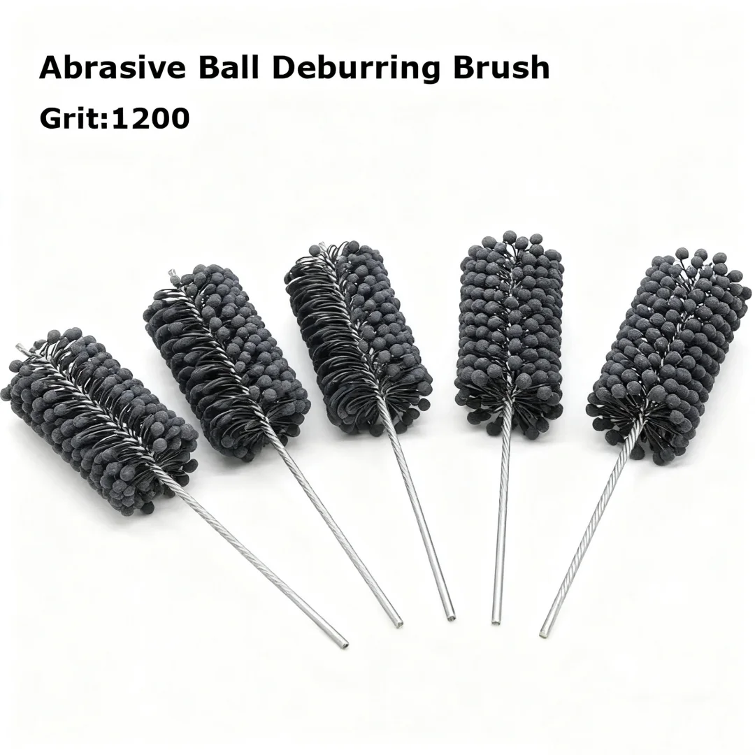 1 Pcs Grit1200 Abrasive Ball Deburring Brush Grinding Pipe Polishing Brush Silicon Carbide Ball Cylinder Tube Honing Brush
