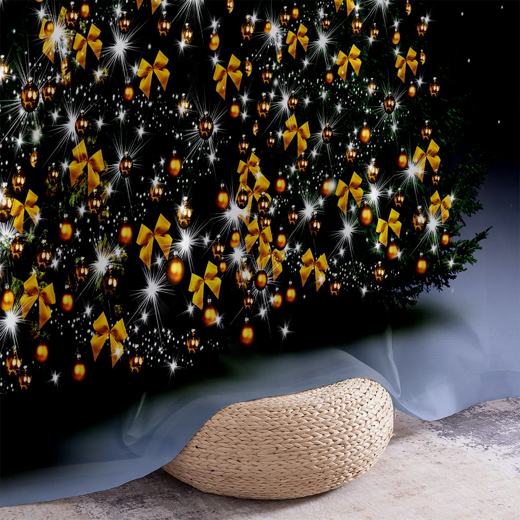 2pcs Starry Sky and Christmas Tree Print Curtains – Light-Filtering Drapes for Bedrooms, Dining Rooms, and Christmas Party Decor