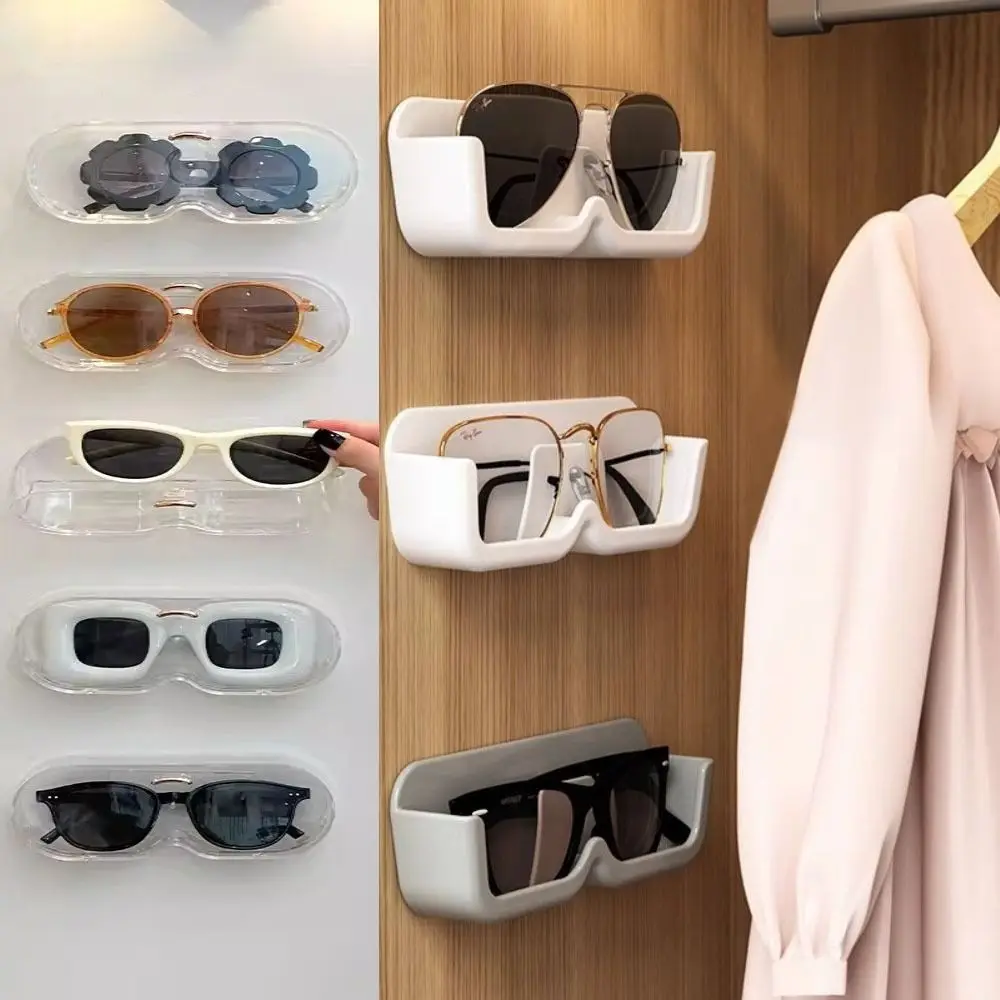 Punch-free Sun-glasses Display Holder Wall Mounted Wardrobe Decoration Glass Showcase Home Tidying Portable Glasses Storage Rack