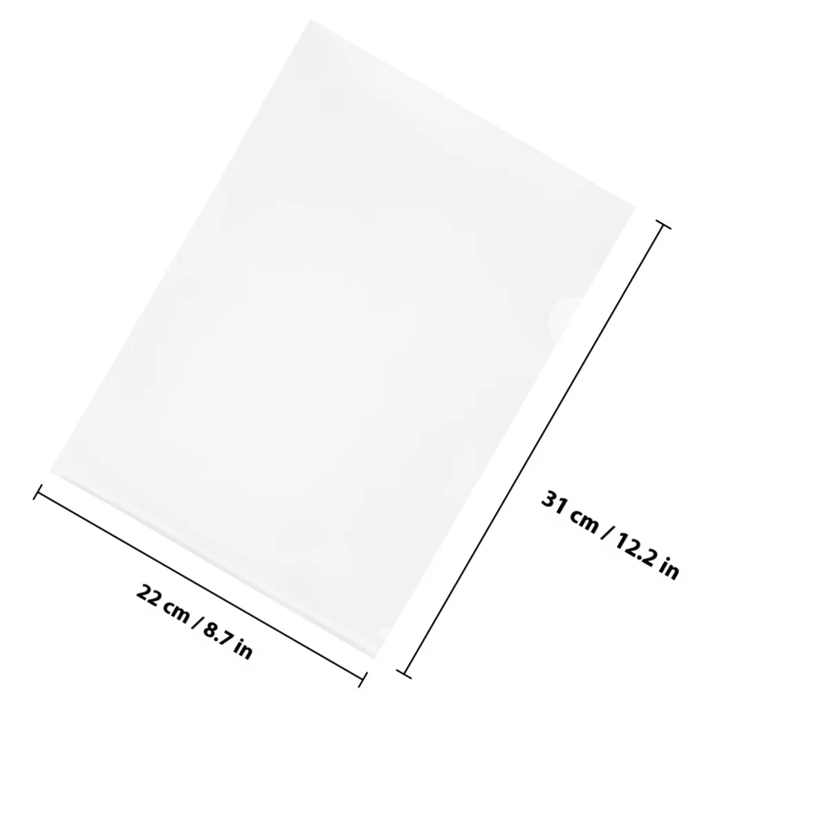 Cartella di file trasparente A4 da 30 pezzi Organizzatore di documenti in plastica a forma di L per uso professionale Comodo supporto per gestione