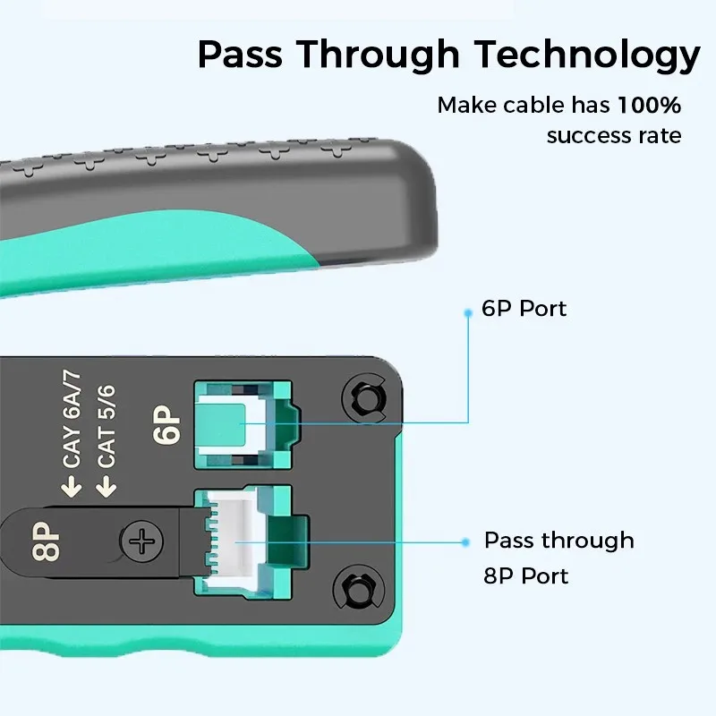 Обжимной инструмент WoeoW RJ45, профессиональный обжимной инструмент для кабеля Ethernet Cat7 Cat6A Cat6 Cat5E Cat5, модульные разъемы