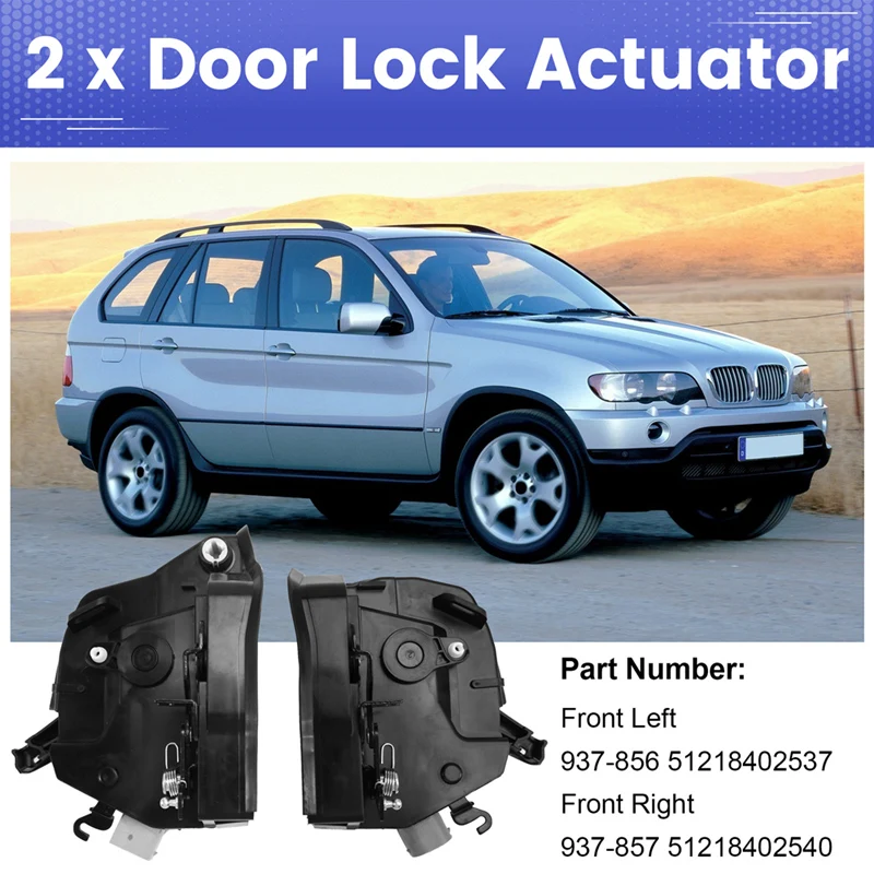 2Pc 51218402537 51218402540 For BMW E53 X5 2000-2006 Front Left + Right Integrated Door Lock Actuator-N25R