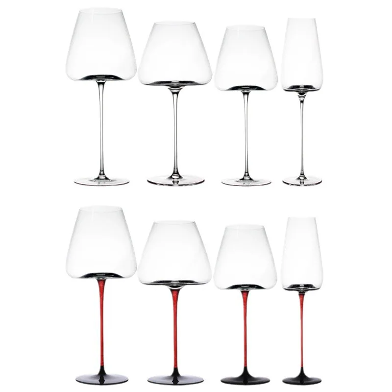 

Simple style wine glass crystal glass wine glass large black bow tie champagne glass set