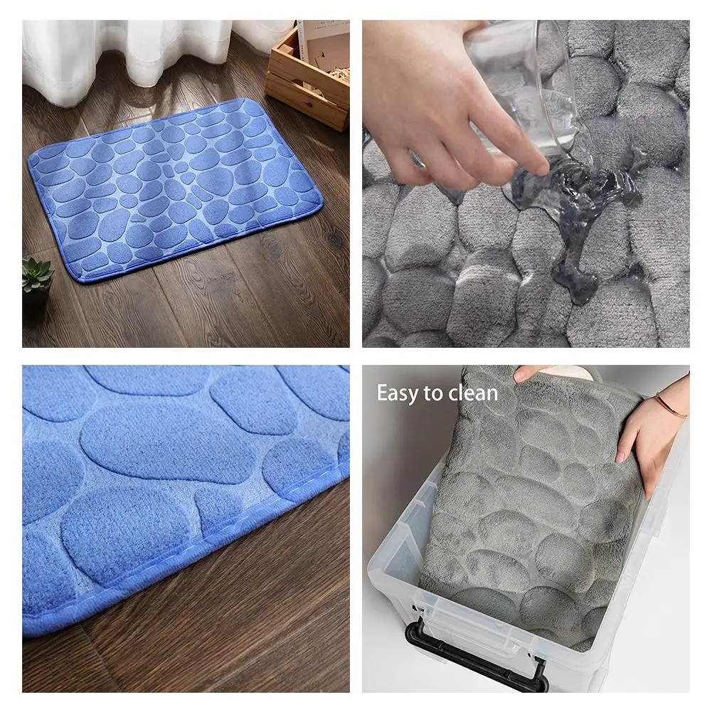 1pcs Foot Mat Anti-Slip Cobblestone Floor Mat For Household Bathroom Absorbs Water Reduces Slips And Falls O8W2