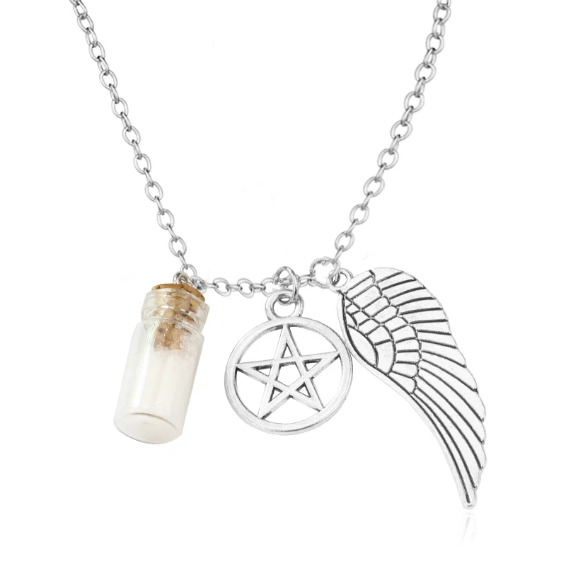 Pentagram Pentacle Angel Wings Dean License Pendant Supernatural  Dean Winchester Jensen Ackles Amulet Necklace  Jewelry