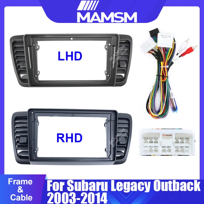 Para Subaru Legacy Outback 2003-2014, Radio Estéreo para Auto de 9 Pulgadas y 2 DIN, Marco para Panel Android, Cable, Arnés de Video, Adaptador, Reproductor