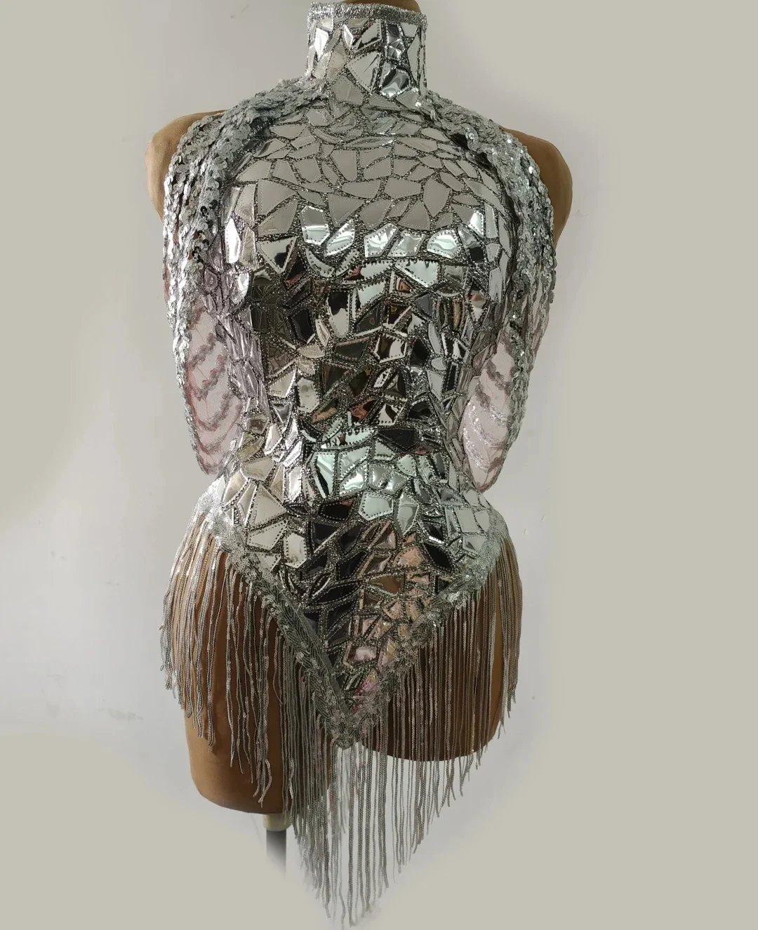 Sukienka klubowa na imprezę, srebrna cekinowa mini sukienka z frędzlami, seksowna sukienka showgirl na występ taneczny, kostium sceniczny, damska sukienka na imprezę.