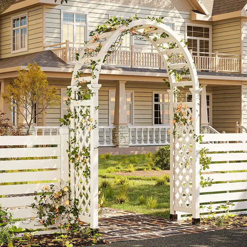 Anti-corrosion wood arches, flower trellises, garden roses, climbing vines, outdoor gardening, villas, wooden arched fence doors