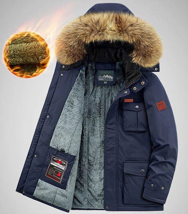 Parkas gruesas de invierno para hombre, chaqueta con capucha, prendas de vestir de lana, abrigos con sombrero de piel de algodón, Tops para exteriores, cortavientos de talla grande 8XL