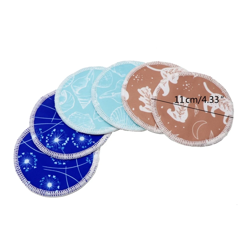 6 Pcs สายรุ้งการพิมพ์ Reusable Nursing Pads สำหรับให้นมบุตรล้างทำความสะอาดได้ไม้ไผ่เส้นใยให้นมบุตร Pads เต้านมแผ่น Nipplecovers