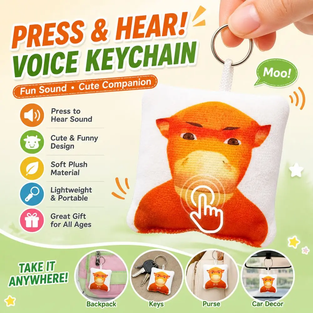 Gifts Soft Keychain Sound Producing Press Activated Pendant Funny Animal Hanging Loop Bag Decoration Keychain Accessory