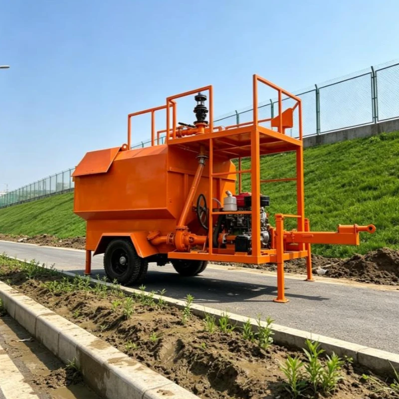 Mobile Trailer Hydroseeding Machine 4m³ Large Volume Grass Seed Sprayer for Roadside and Highway Slope Greening