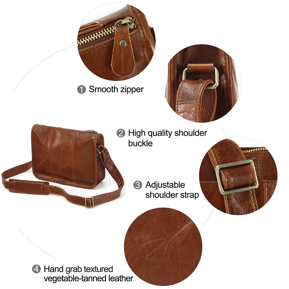 JOYIR-Bolso de hombro de cuero genuino para hombre, bandolera pequeña informal, Estilo Vintage, para negocios y trabajo, para oficina