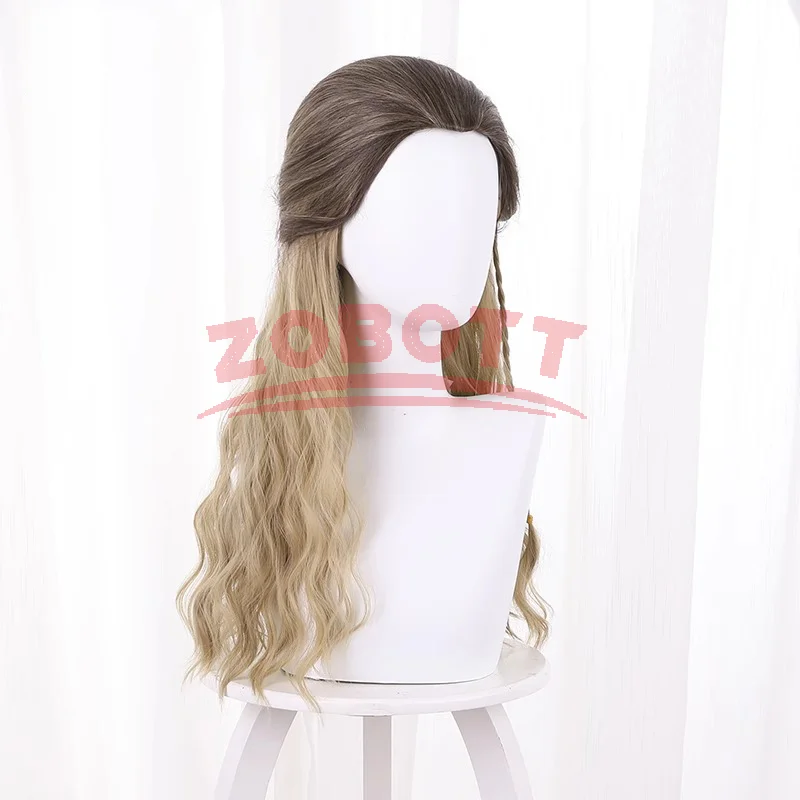 Synthetische Liebe und Donner Film Thor Männer Cos Perücke Lange Wellenförmige Lockige Geflecht Seite Pony Jane Cosplay Haar für Männer Party Perücken + kappe