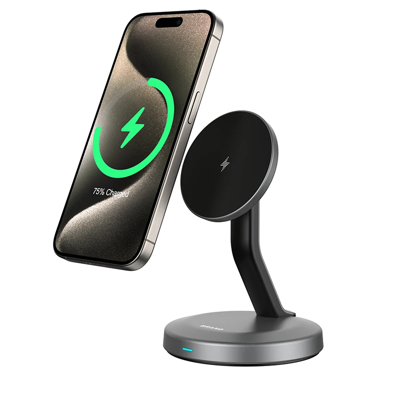 15W Fast Charging Magnetic Wireless Charger Stand 5V/1A Output OVP Protection 9V/2A Option Available for Branding