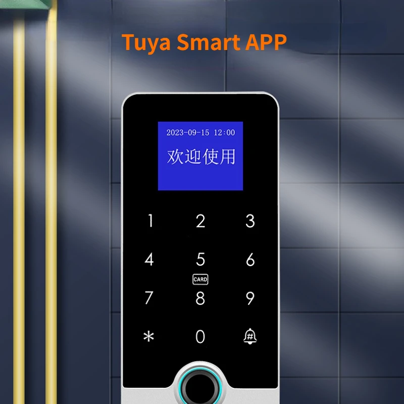 1.77inch Tuya APP Smart Fingerprint RFID Access Control Keypad Touch IP65 Waterproof 13.56MHz Door Opener Keyless Lock System