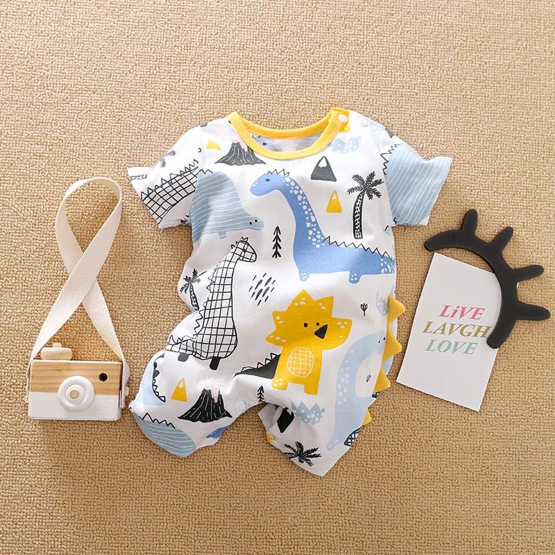 0-18 Months Baby Clothes Newborn Boy Romper Summer Short sleeves Animal Print Cotton Comfortable Clothing Infant Baby Bodysuit