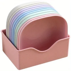Household wheat straw bone spitting plate with base, fruit dining table, garbage square, deepened plastic plate Kitchen Tools