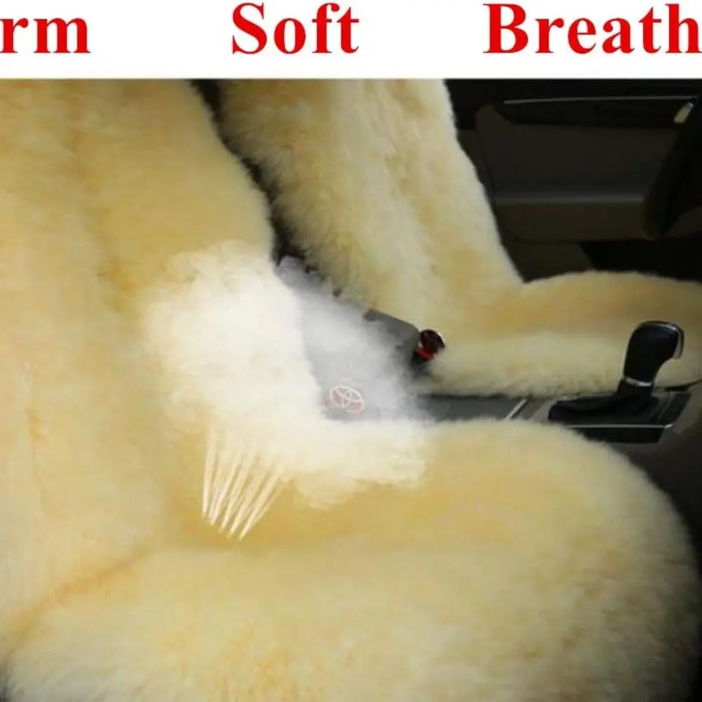 غطاء مقعد السيارة من جلد الغنم الأسترالي الأصلي للشتاء الدافئ، غطاء مقعد أمامي فاخر طويل من الصوف يناسب معظم السيارات أو الشاحنات أو الدفع الرباعي أو الشاحنات (Ca)