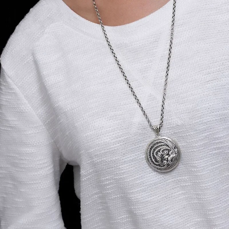 قلادة رائعة من فينيكس للنساء ، 925 حلية فضية تايلاندية ، قلادة مجوفة ، نمط وطني ، سلسلة عارضة ، هدية مجوهرات للولائم #6