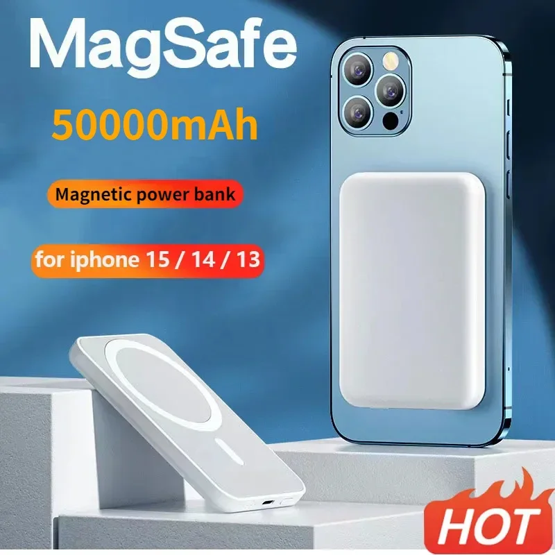 2025 New 50000mAh 20W Magnetic Wireless Power Bank for IPhone Xiaomi Samsung MagSafe Fast Charging External Auxiliary Battery