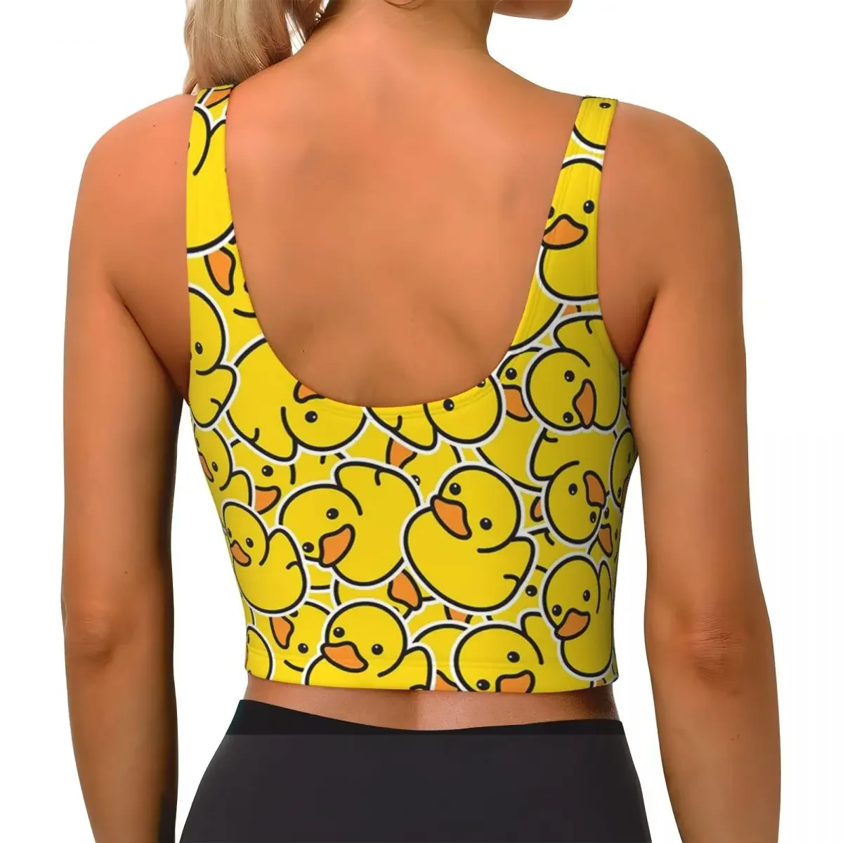 Custom Yellow Classic Rubber Duck Women Sports Bra High Impact Vest Gym Workout Yoga Crop Tank Tops