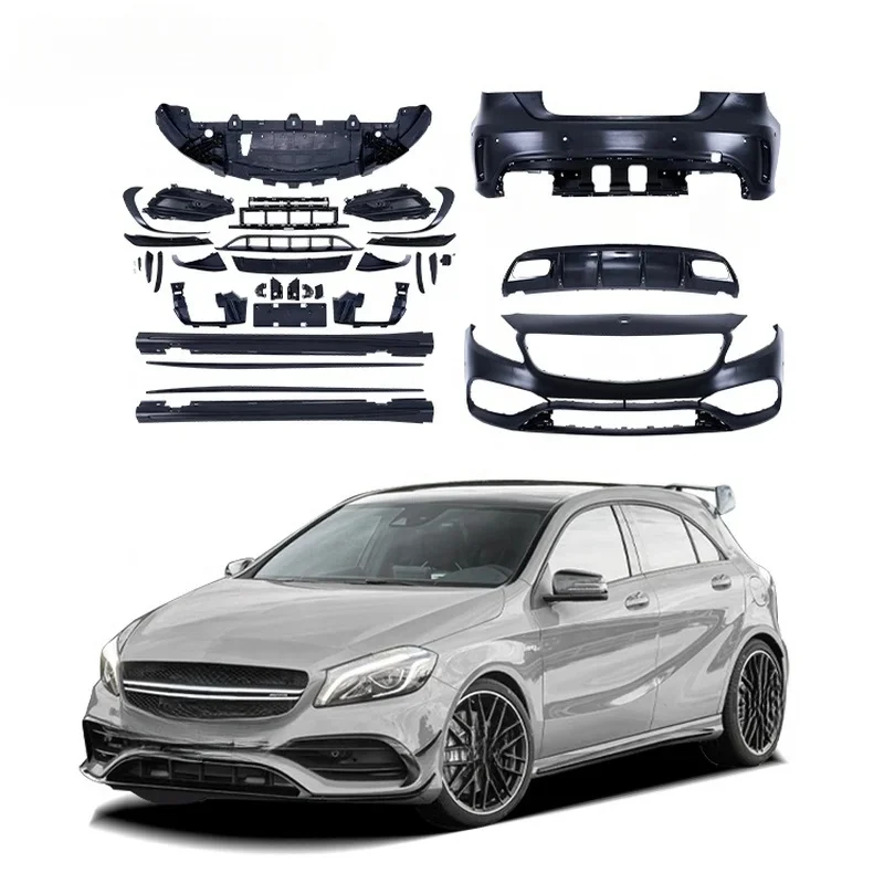 Weatherproof A45 Style Body Kit Bumper Diffuser Side Skirt Hood Exterior Sport Style Universal Fit Car Auto Guard