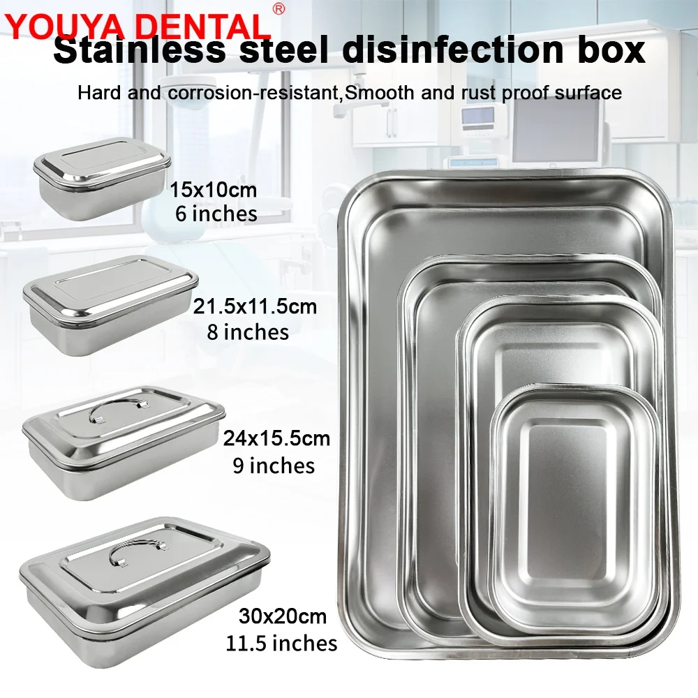 Dental Tray With Lid Stainless Steel Disinfection Box Dentistry Surgical Medical Instrument Storage Case Sterilization Container