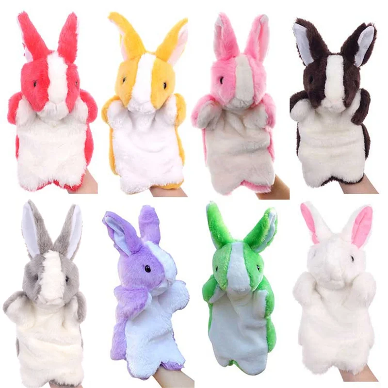 Rabbit Hand Puppet Cartoon Easter Bunny Finger Glove Stuffed Animal Muppet Kids Early Educational Boys Girls Theater Toys Dolls