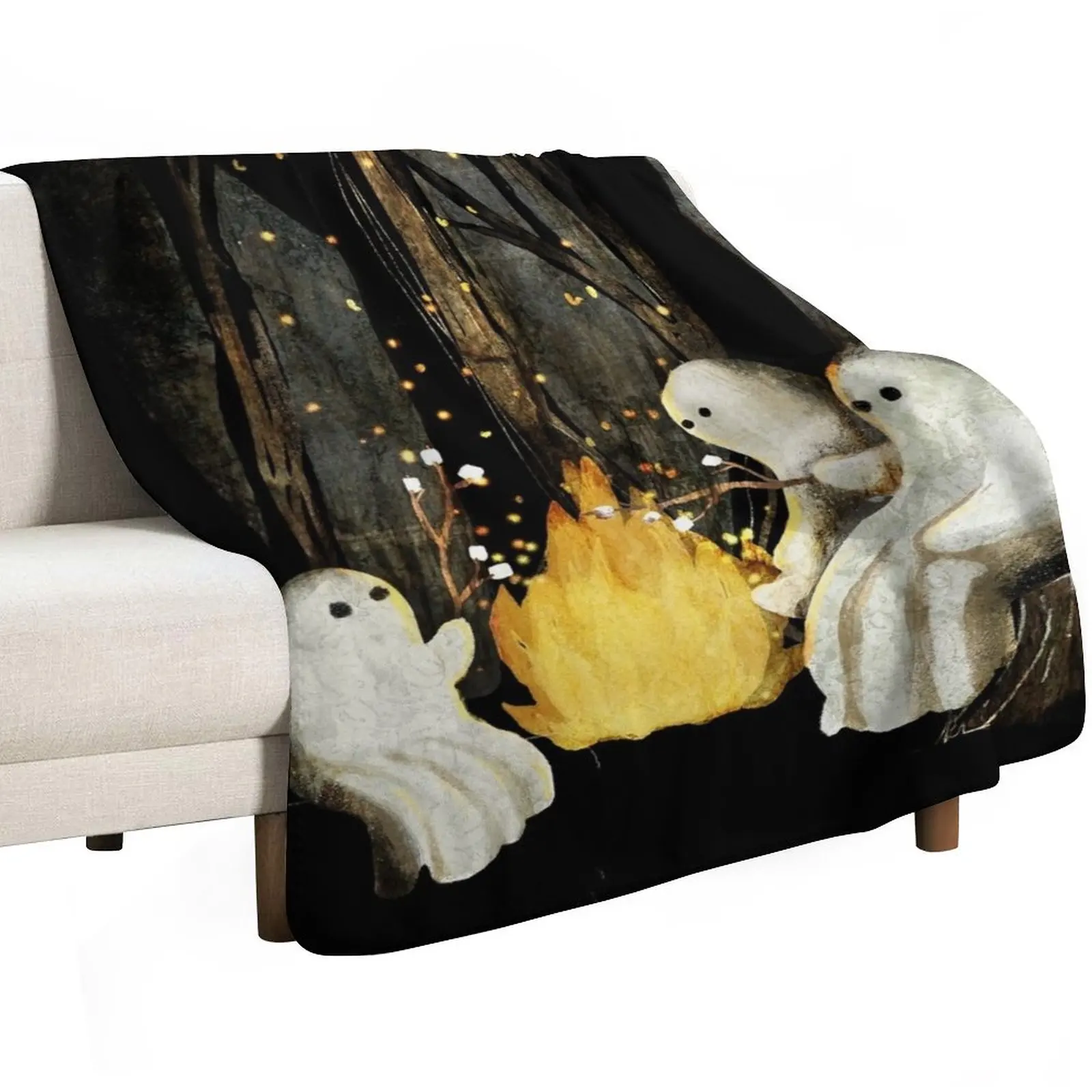Marshmallows and ghost stories Throw Blanket Soft Beds Plaid Shaggy Comforter Cute Plaid Soft Blankets