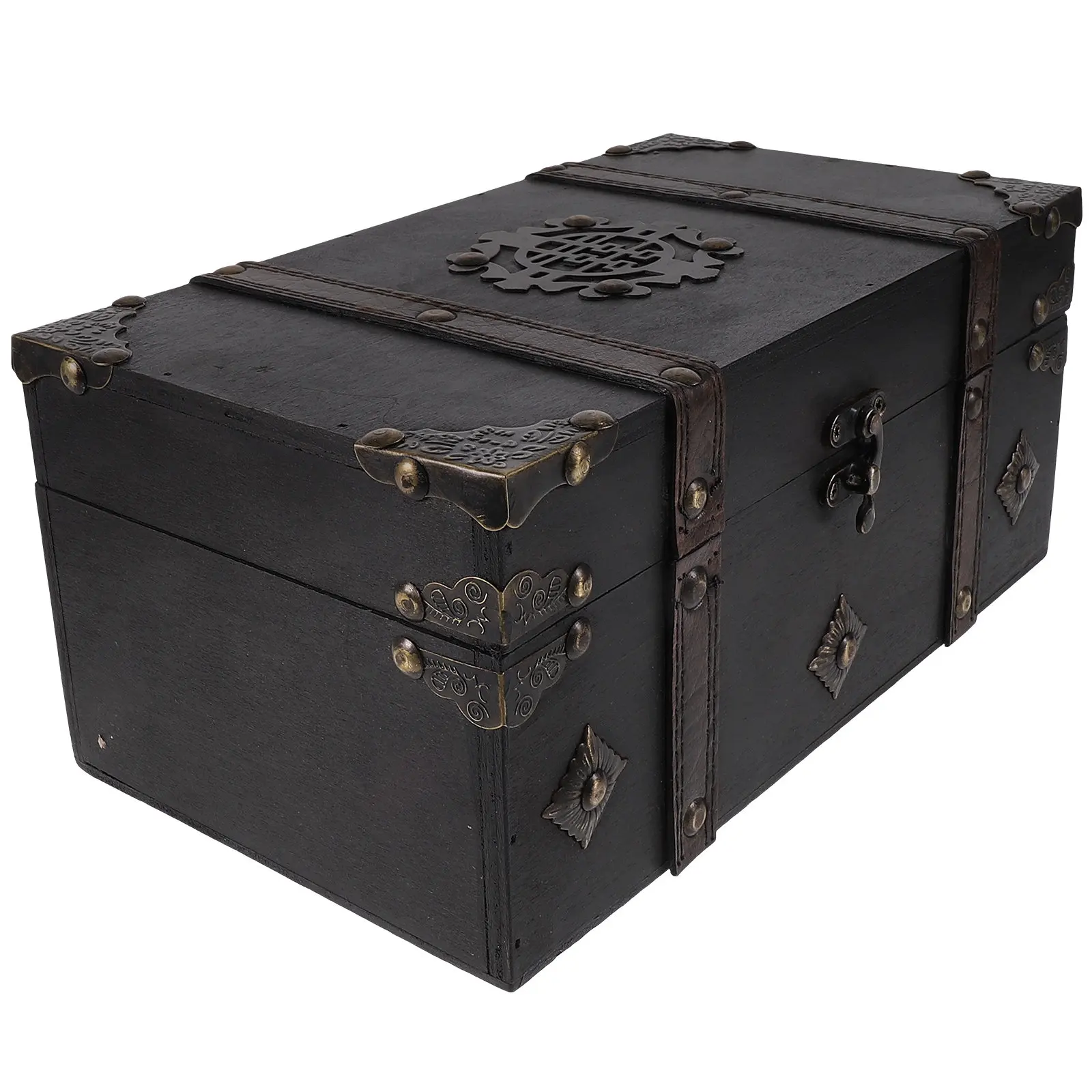 Retro Small Wooden Storage Box Treasure Chest Trinket Organizer Jewelry Case Versatile Sundries Storage for Home Office view 2