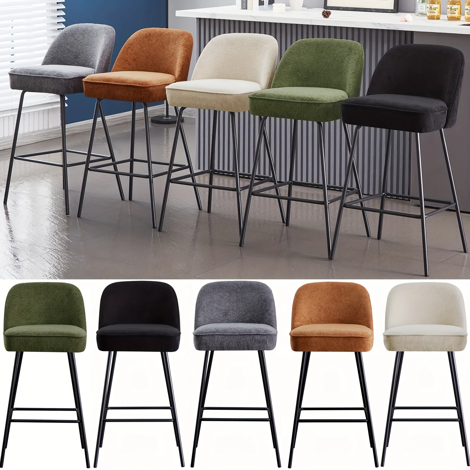 Premium Velvet Bar Stools Set of Two