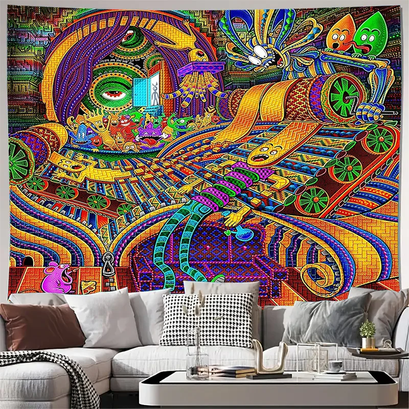 

Богемный настенный гобелен Психоделический домашний декор Хиппи Настенный декор Фестивальный декор комнаты Trippy Art Эстетическая комната Декор спальни Do