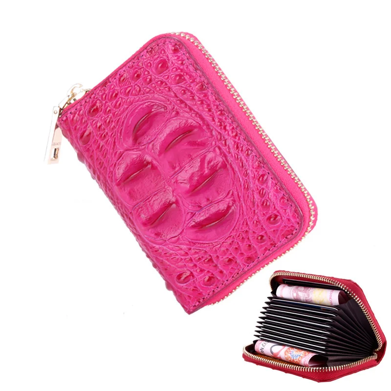 New High-grade Women Zipper Multi Function Billfold Genuine Leather Business Mini Student Purses Multiple Card Positions Wallet