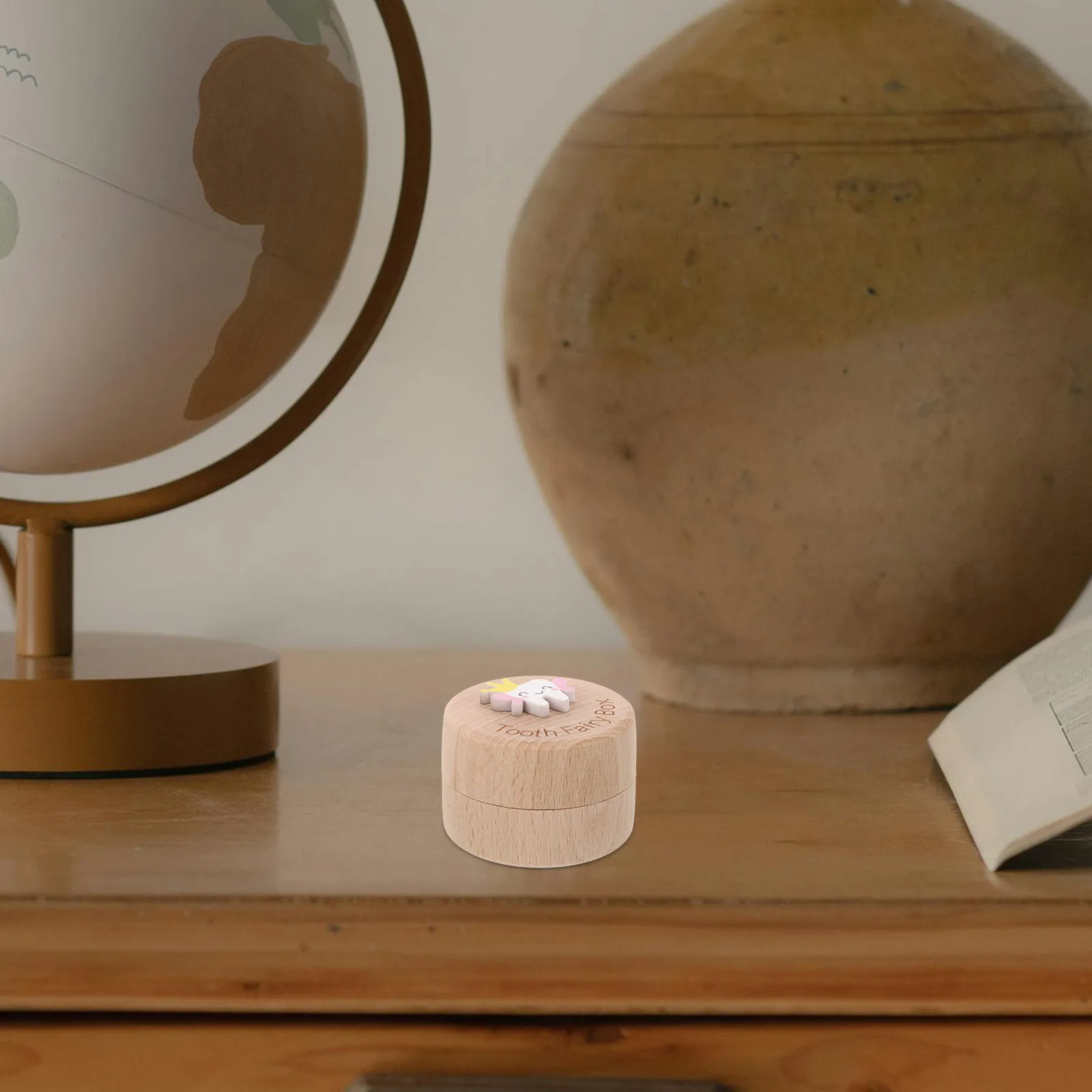 

Деревянная шкатулка для детских зубов с мультяшным рисунком, для хранения выпавших зубов, коллекционерских образцов и памятных вещей, портативный футляр для хранения воспоминаний о росте ребенка