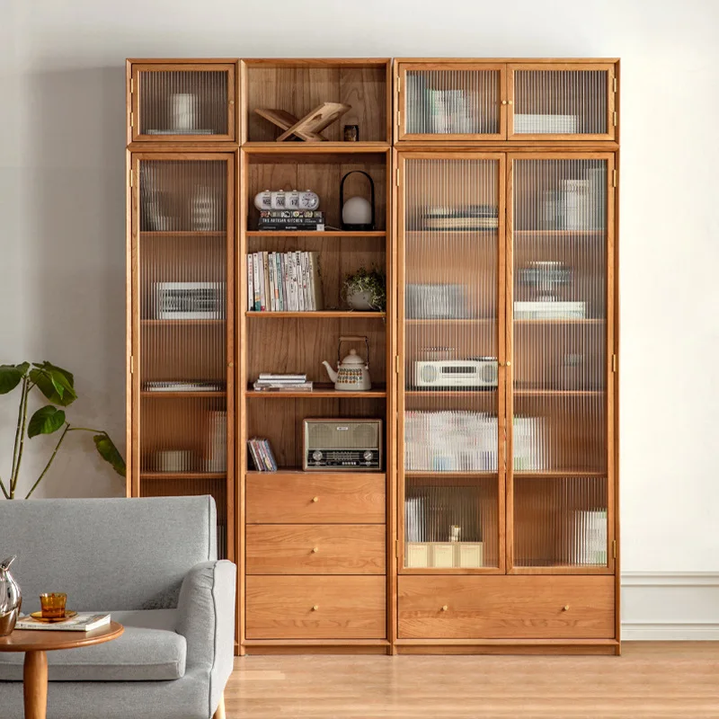 

Customizable Modern Simple Japanese Household Cherry Wood Floor Shelf New Chinese Display Cabinet